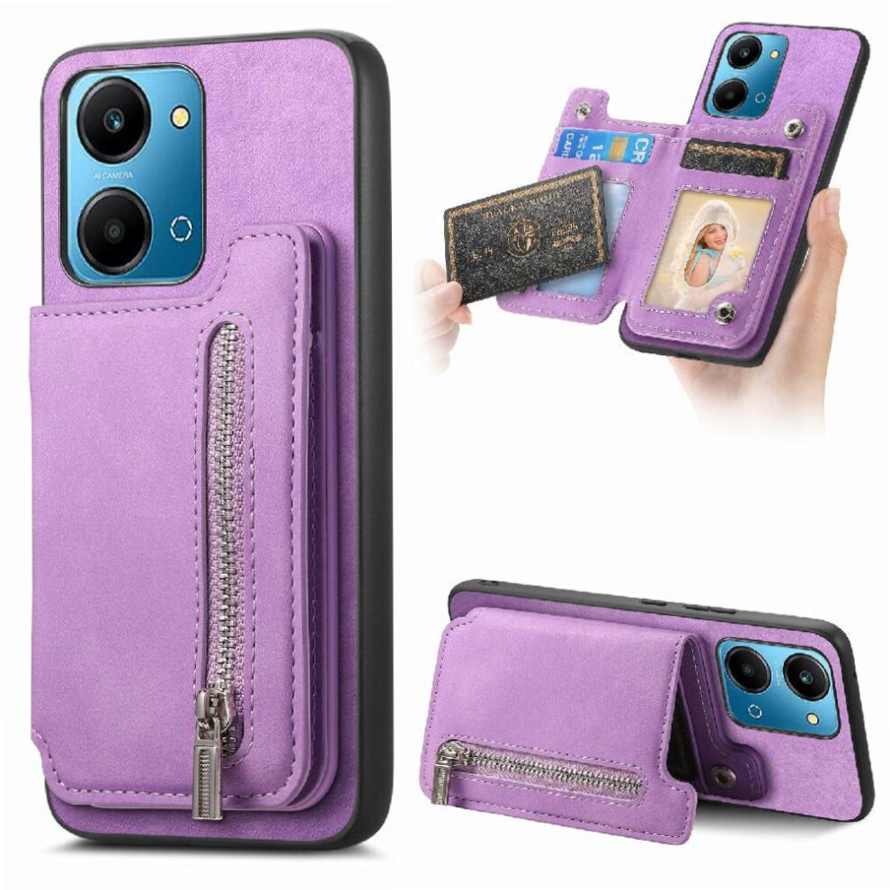 (Purple) Case For Honor X7a 4G Cardholder Detachable Strong Magnetic Attraction Cardholder Purple 764549447183