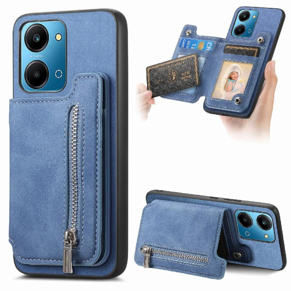 (Blue) Case For Honor X7a 4G Cardholder Detachable Strong Magnetic Attraction Cardholder Blue 764549447206