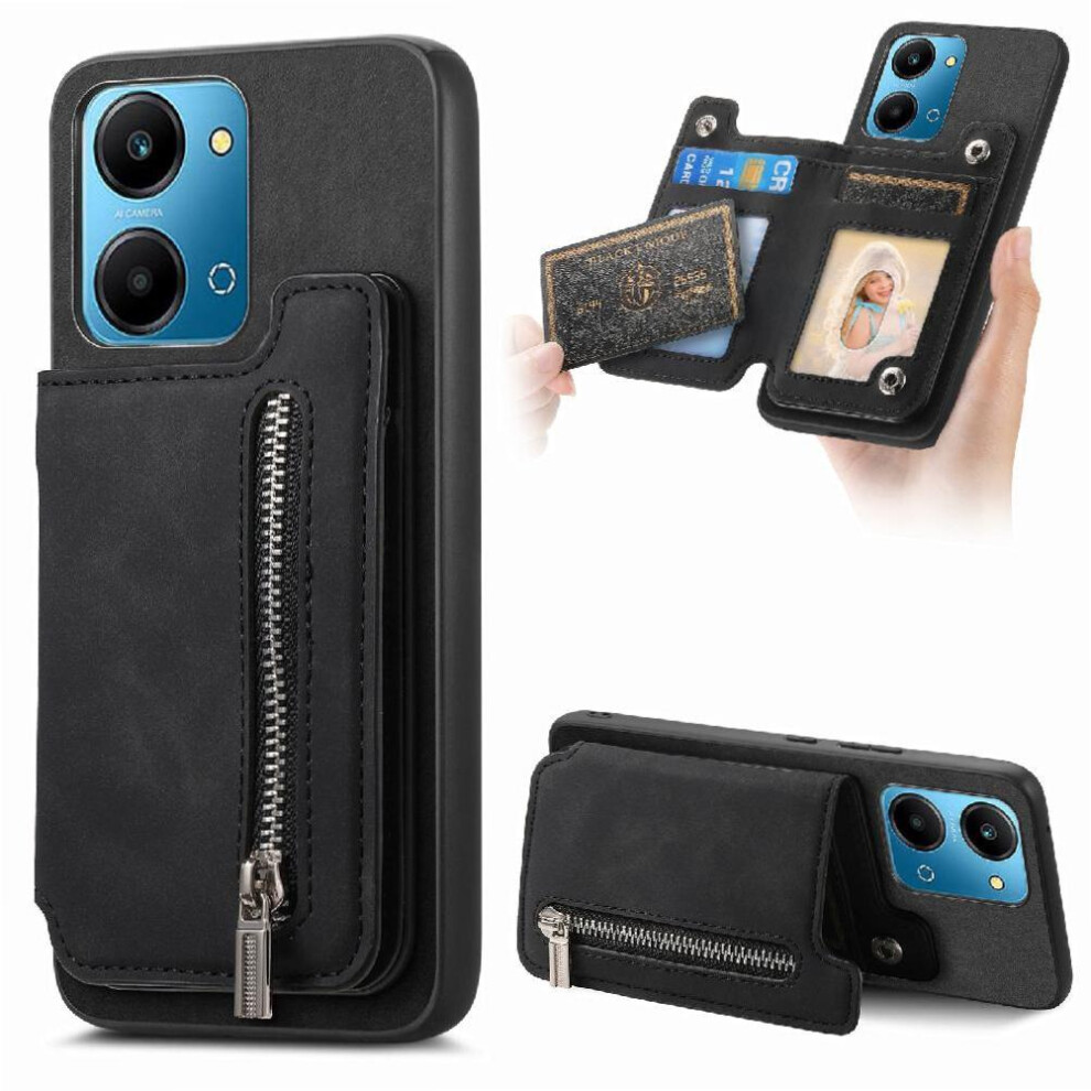 (Black) Case For Honor X7a 4G Cardholder Detachable Strong Magnetic Attraction Cardholder Black 764549447213