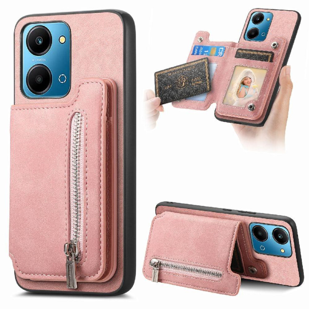 (Pink) Case For Honor X7a 4G Cardholder Detachable Strong Magnetic Attraction Cardholder Pink 764549447176