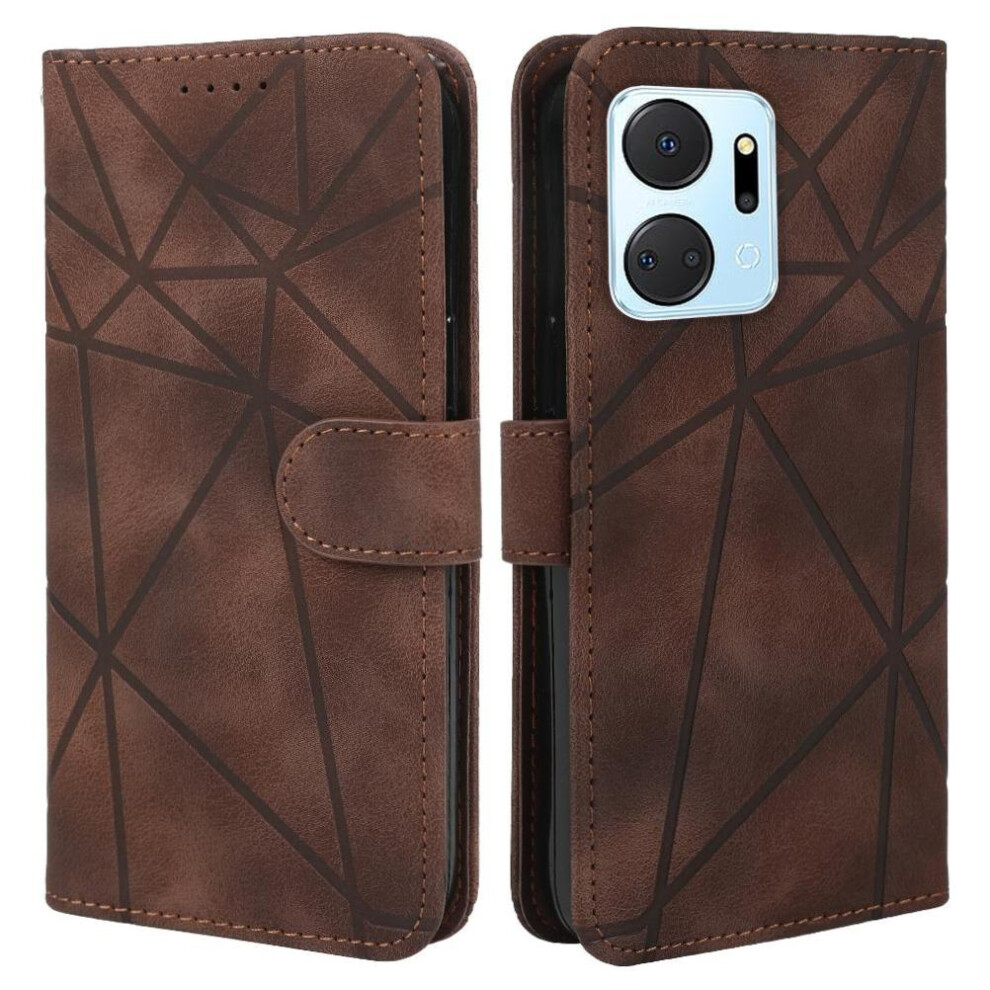 (Brown) Flip Case For Honor X7a Flip Stand Unisex Card Slot Brown 764549448319