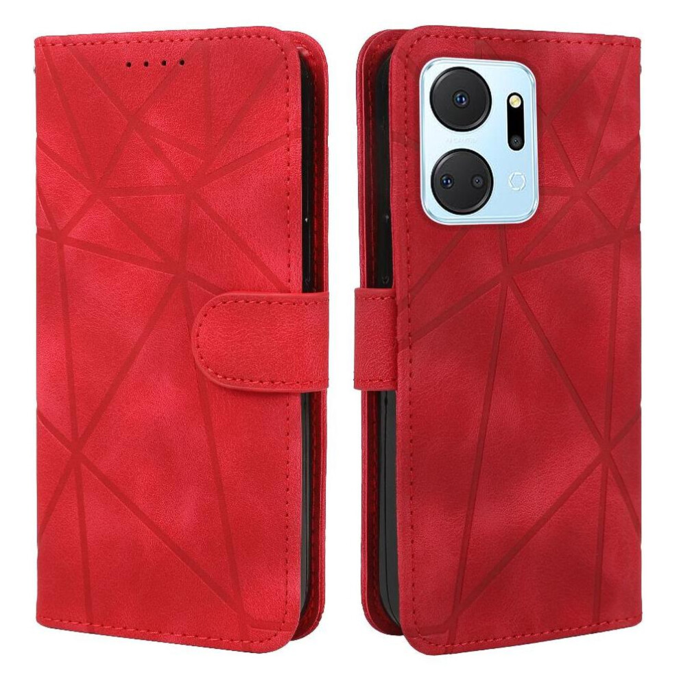 (Red) Flip Case For Honor X7a Flip Stand Unisex Card Slot Red 764549448272