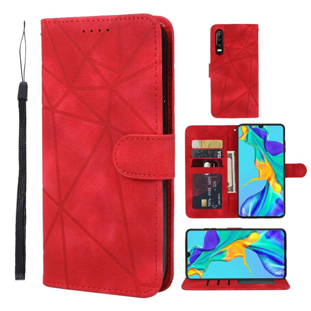 (Red) Flip Case For Huawei P30 Flip Unisex Card Slot Stand Red 764549448456