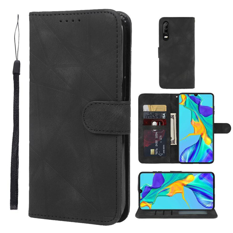(Black) Flip Case For Huawei P30 Flip Unisex Card Slot Stand Black 764549448449