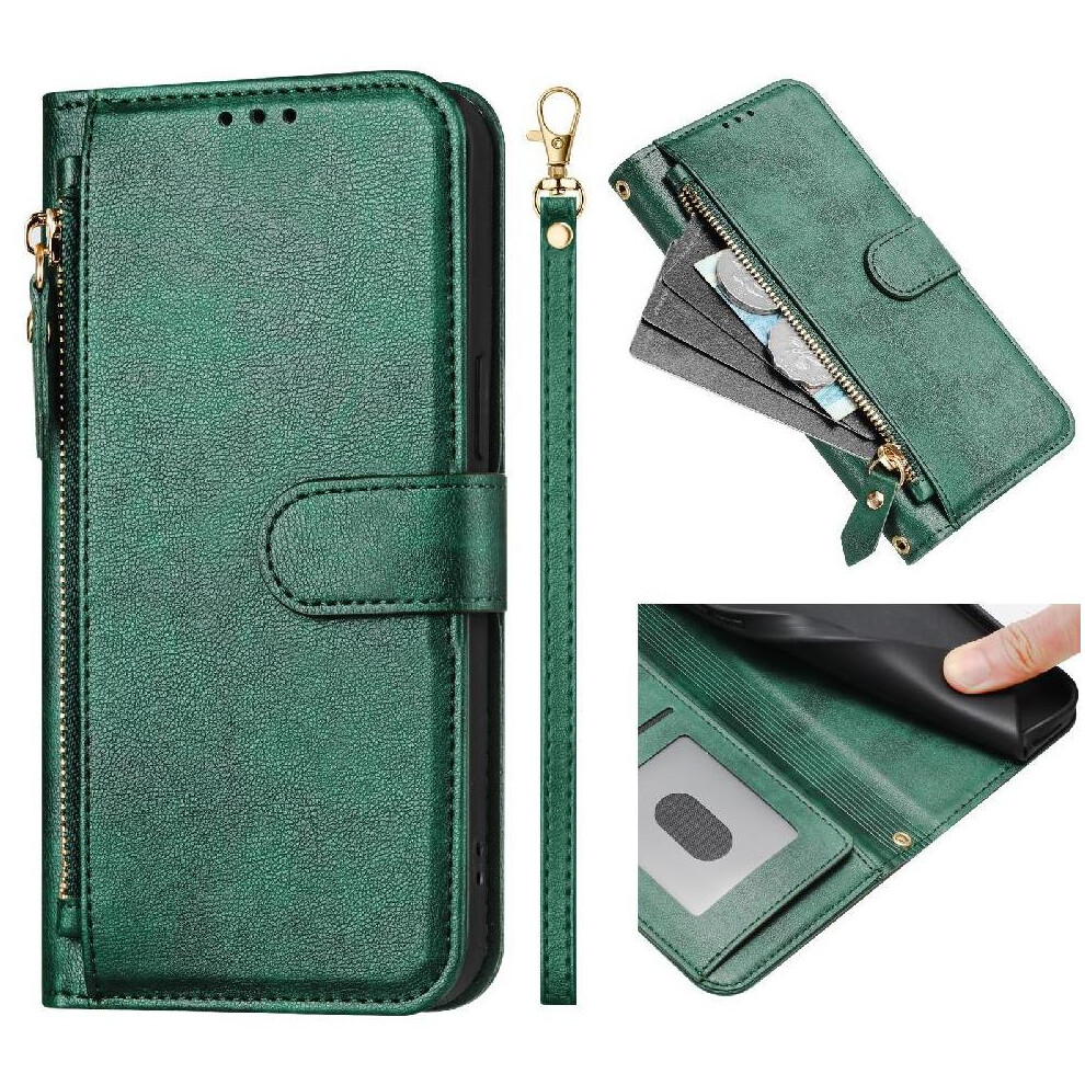 (Green) Flip Case For Huawei P30 Lite Card Holder Zipper Pu Leather Magnetic Green 764549449071
