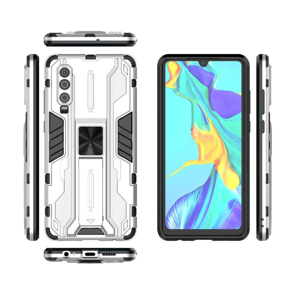 (White) Case For Huawei P30 Anti-Scratch Strong Magnetic Attraction Protective Cover Kickstand Shockproof White 764549449552