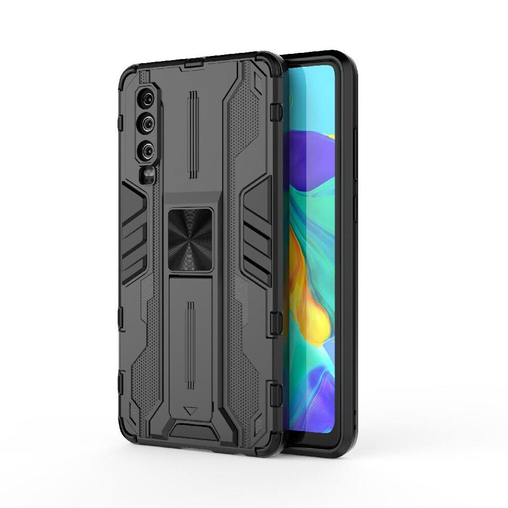 (Black) Case For Huawei P30 Anti-Scratch Strong Magnetic Attraction Protective Cover Kickstand Shockproof Black 764549449545