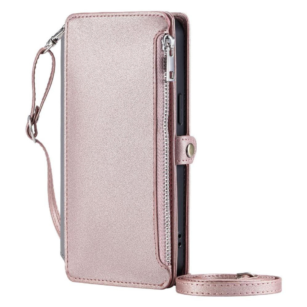 (Pink) Crossbody Case For Huawei P30 Lite 9 Card Slots Rfid Blocking Zipper Bills Slot Long Lanyard Case Wallet Pink 764549450084