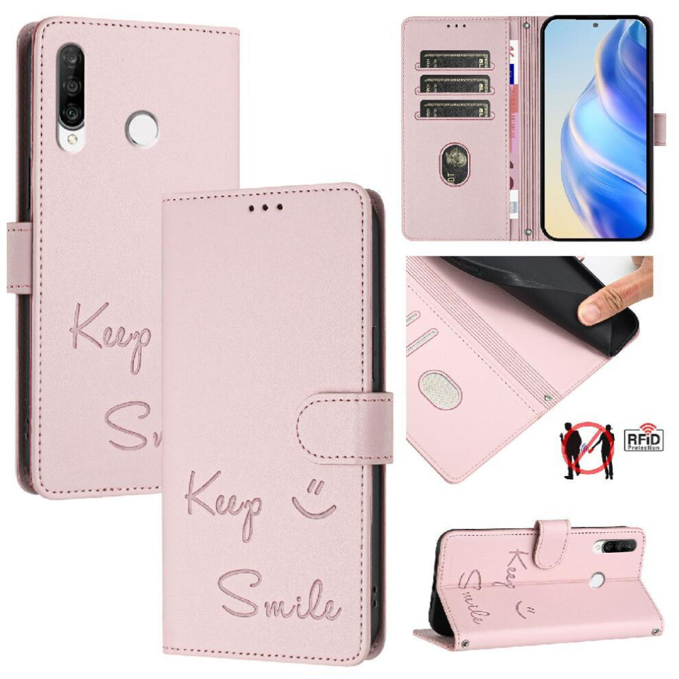 (Pink) Case For Huawei P30 Lite Flip Cover Card Holder Wallet Rfid Blocking Pu Leather Pink 764549450831