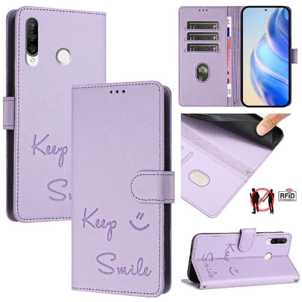 ( Violet) Case For Huawei P30 Lite Flip Cover Card Holder Wallet Rfid Blocking Pu Leather Light 764549450862