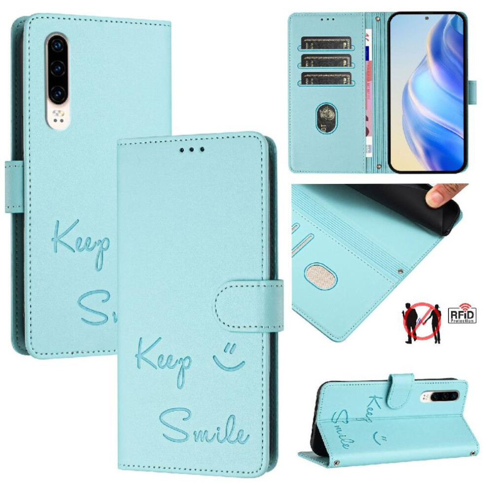 (Green) Case For Huawei P30 Card Holder Wallet Rfid Blocking Flip Cover Pu Leather Green 764549450886
