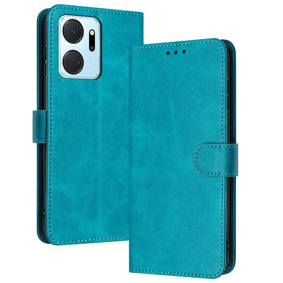 (Green) Flip Case For Honor X7a 4G Pure Colour With Card Slot With Buckle Kickstand Pu Leather Green 764549452040