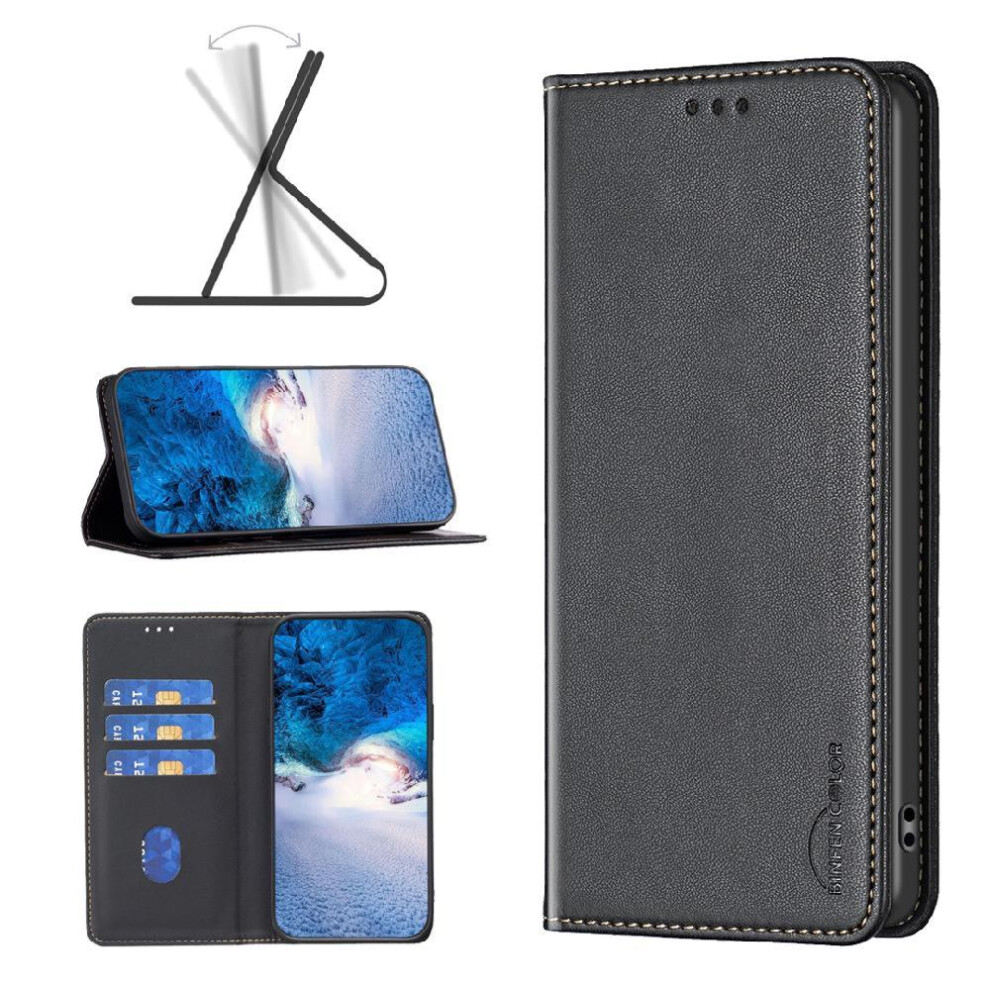 (Black) Flip Case For Honor X7a Pu Leather Multi-Color Magnetic Wallet Multi-Card Slot Business Black 764549452170