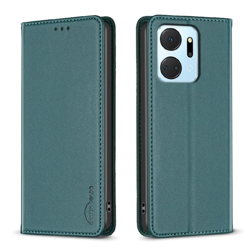 (Green) Flip Case For Honor X7a Pu Leather Multi-Color Magnetic Wallet Multi-Card Slot Business Green 764549452156