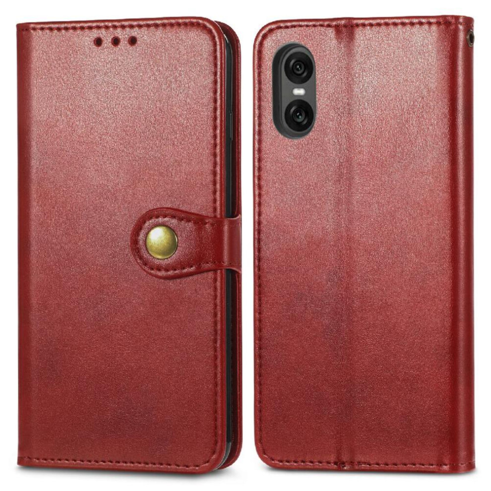 (Red) Case For Sony Xperia 10 Vi Wallet Function Exquisite Business Flip Cover Leather Case Fashion Design Red 764549452378