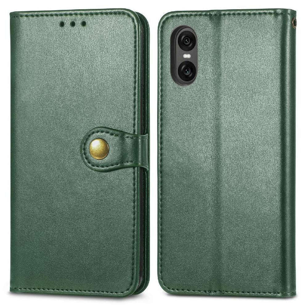 (Green) Case For Sony Xperia 10 Vi Wallet Function Exquisite Business Flip Cover Leather Case Fashion Design Green 764549452408