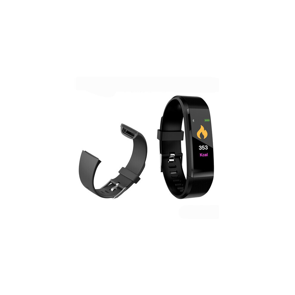 (Black) Replacement Silicone Watchband Wrist Strap Band For Id115plus Hr Fitness Tracker Black 797474939102