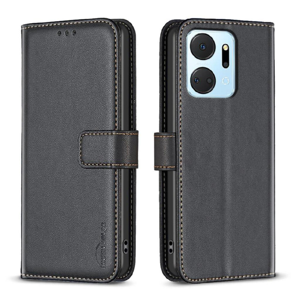 (Black) Flip Case For Honor X7a Business Multi Card Slot Leather Case Multi-Color Wallet Black 764549452552