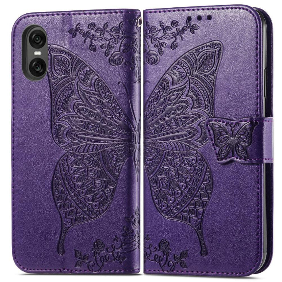 ( Violet) Flip Case For Sony Xperia 10 Vi Wallet Business Butterfly Multi-Color Wing Dark 764549453221