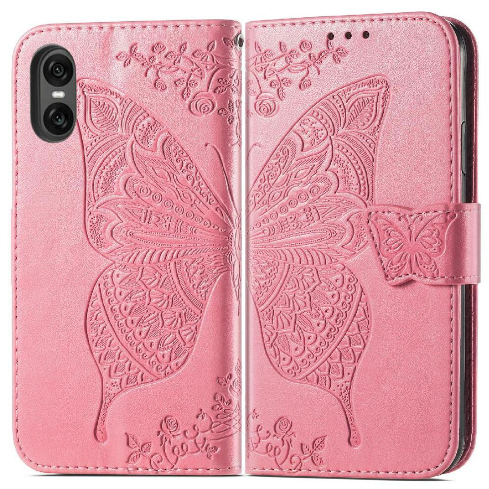 (Pink) Flip Case For Sony Xperia 10 Vi Wallet Business Butterfly Multi-Color Wing Pink 764549453207