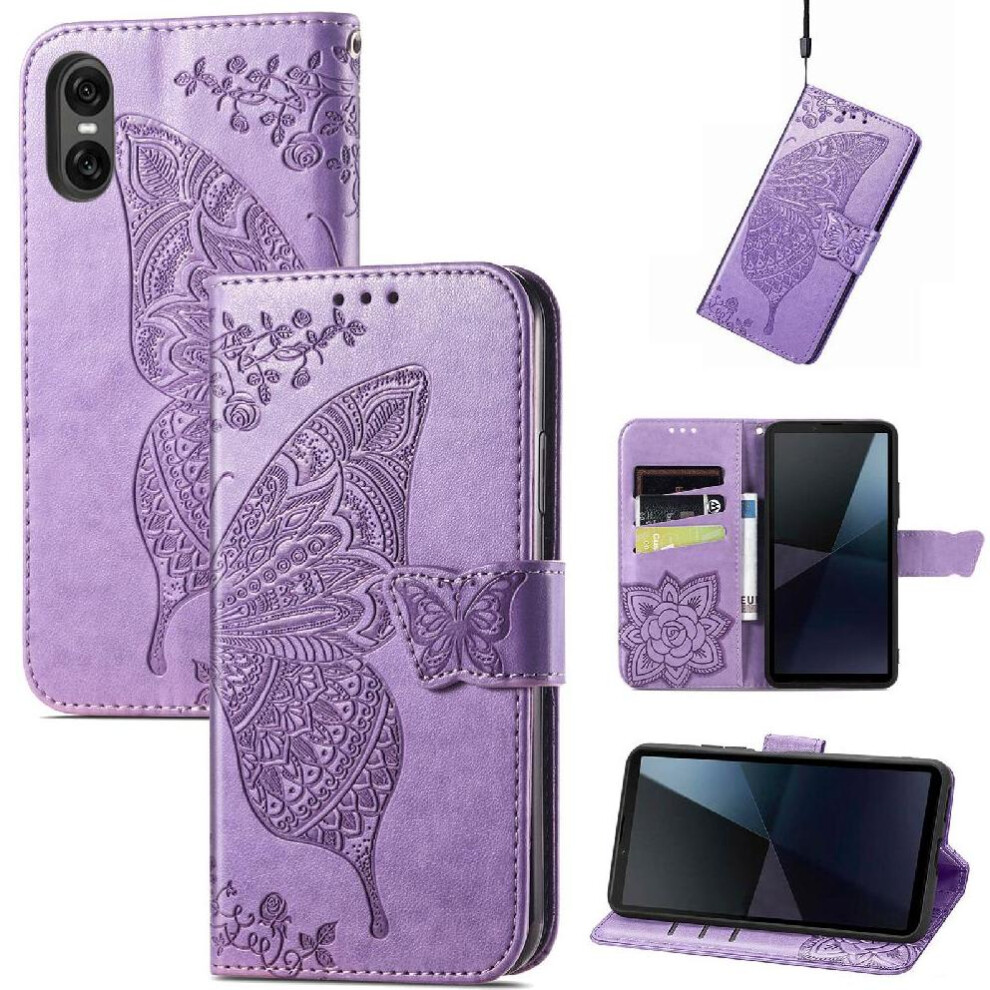 ( Violet) Flip Case For Sony Xperia 10 Vi Wallet Business Butterfly Multi-Color Wing Light 764549453245