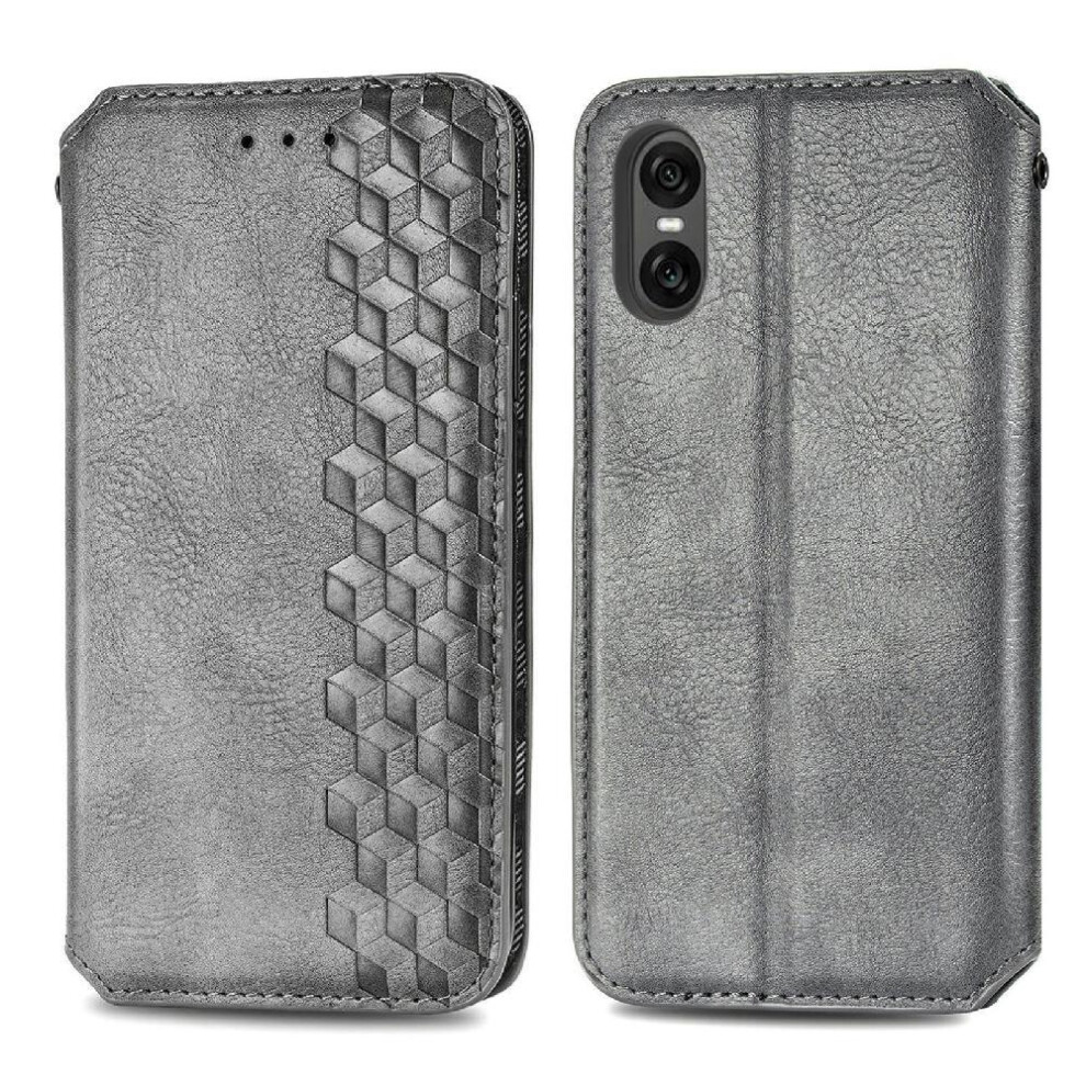 ( ) Flip Case For Sony Xperia 10 Vi Exquisite Business Leather Case Flip Cover Wallet Function Fashion Design Gray 764549453313