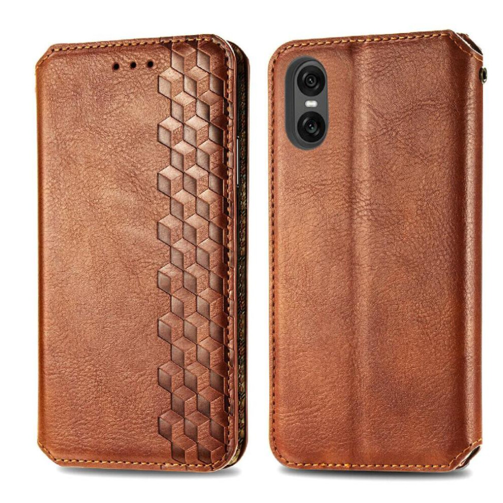 (Brown) Flip Case For Sony Xperia 10 Vi Exquisite Business Leather Case Flip Cover Wallet Function Fashion Design Brown 764549453306