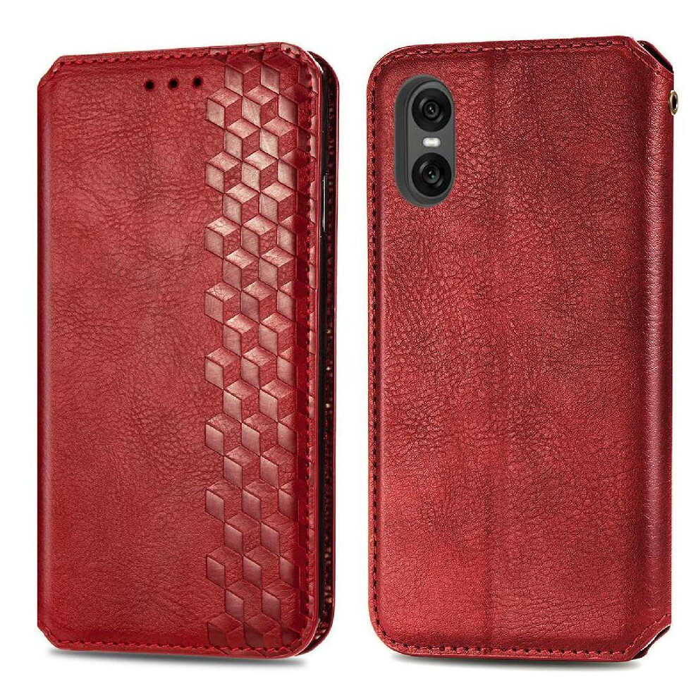(Red) Flip Case For Sony Xperia 10 Vi Exquisite Business Leather Case Flip Cover Wallet Function Fashion Design Red 764549453320