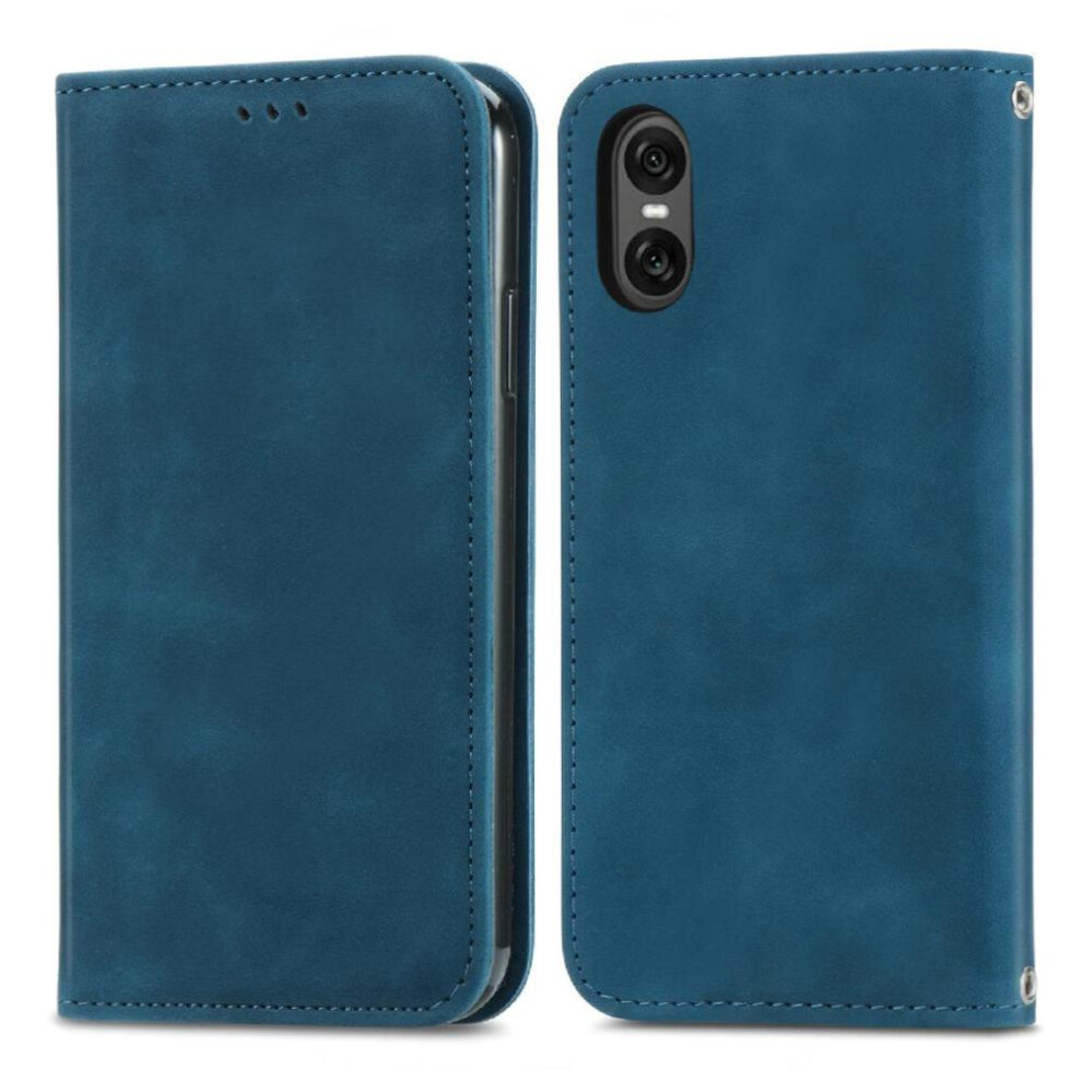 (Blue) Flip Case For Sony Xperia 10 Vi Leather Case Flip Cover Wallet Simple Business Shockproof Blue 764549453399