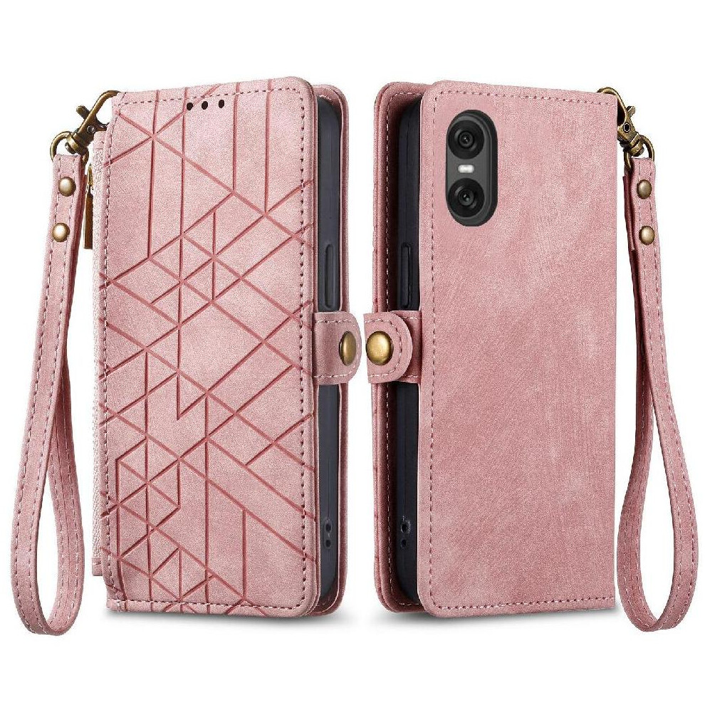 (Pink) Flip Case For Sony Xperia 10 Vi Leather Case Shockproof Flip Cover Wallet Simple Business Pink 764549453559