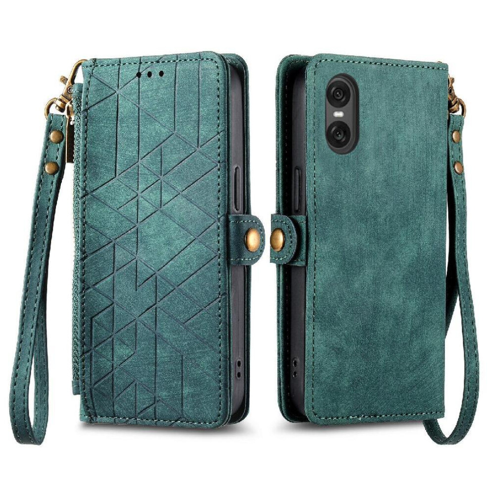 (Green) Flip Case For Sony Xperia 10 Vi Leather Case Shockproof Flip Cover Wallet Simple Business Green 764549453542