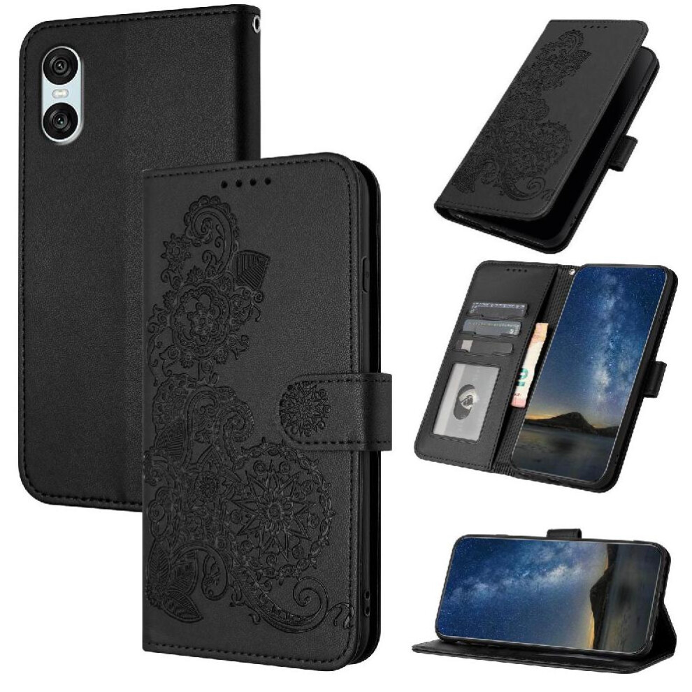 (Black) Flip Case For Sony Xperia 10 Vi With Card Slot Stand Kickstand Protective Pu Leather Magnetic Closure Flip Folio Book Black 764549453658