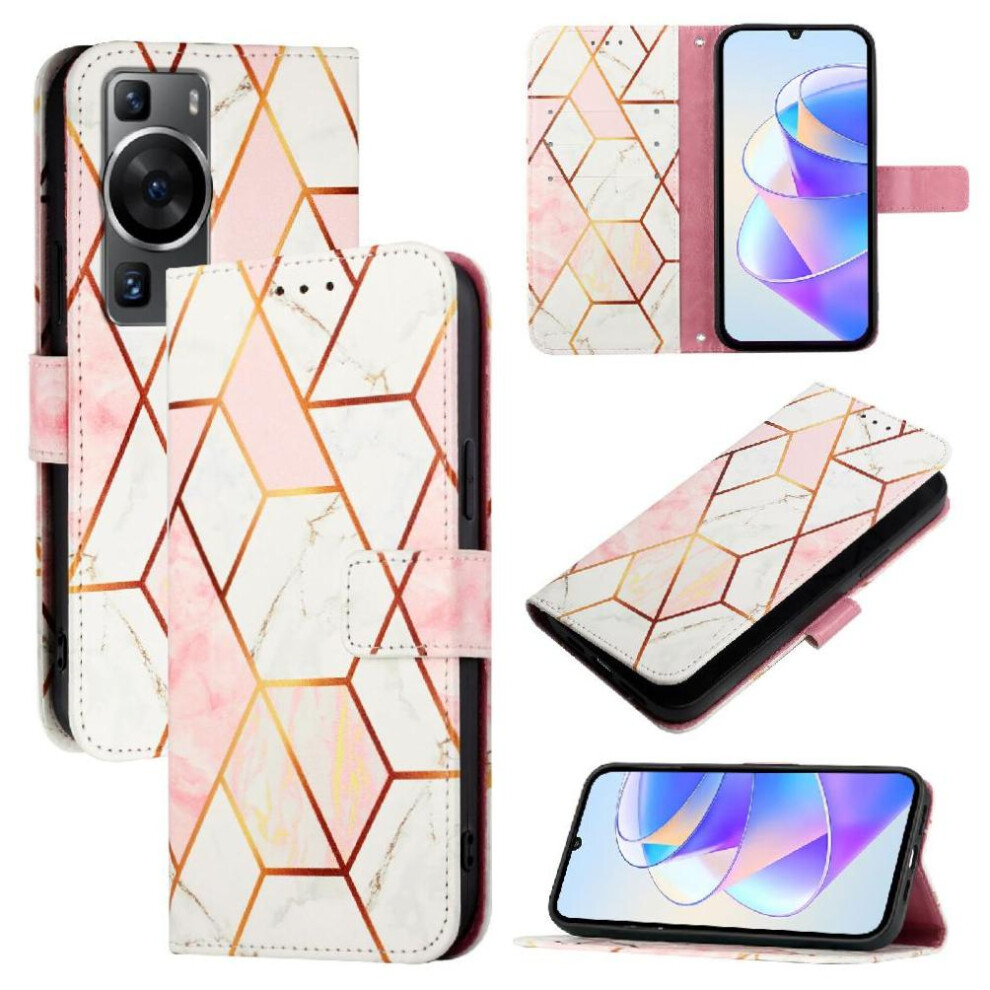 (Rose ) Case For Huawei P60/P60 Pro Pu Leather Wallet Marble Pattern Kickstand Gold 764549454198