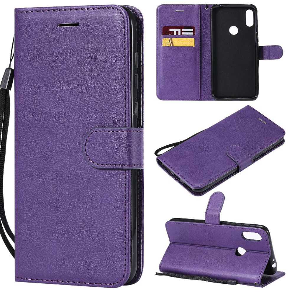 (Purple) Flip Case For Motorola Moto P30 Note High Quality Leather Classic Solid Color Business Wallet Phone Case With Card Slot Purple 764549454709