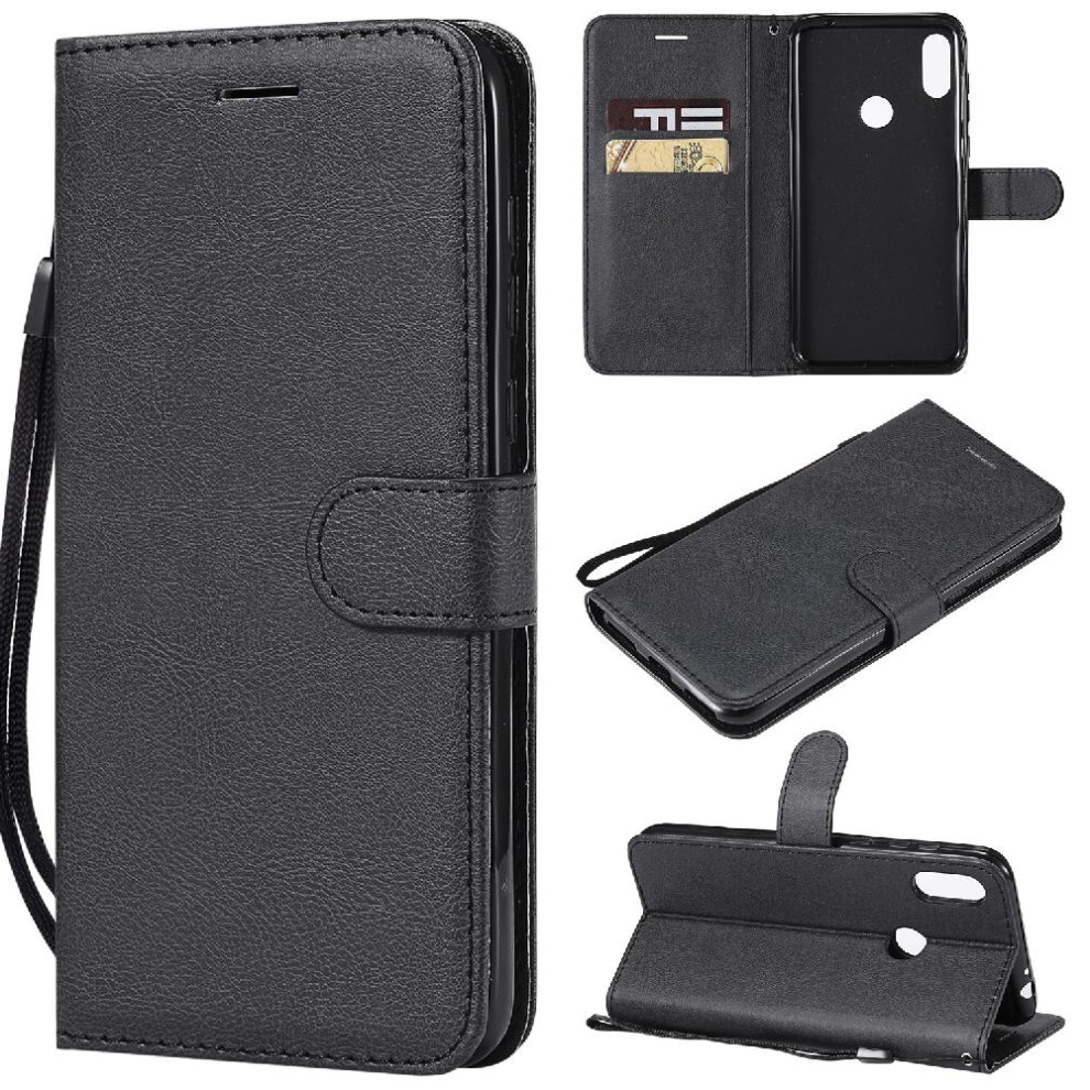 (Black) Flip Case For Motorola Moto P30 Note High Quality Leather Classic Solid Color Business Wallet Phone Case With Card Slot Black 764549454716