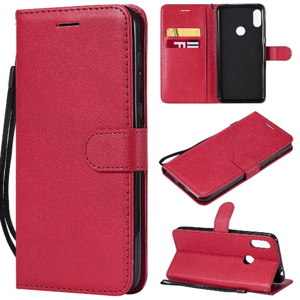 (Red) Flip Case For Motorola Moto P30 Note High Quality Leather Classic Solid Color Business Wallet Phone Case With Card Slot Red 764549454723