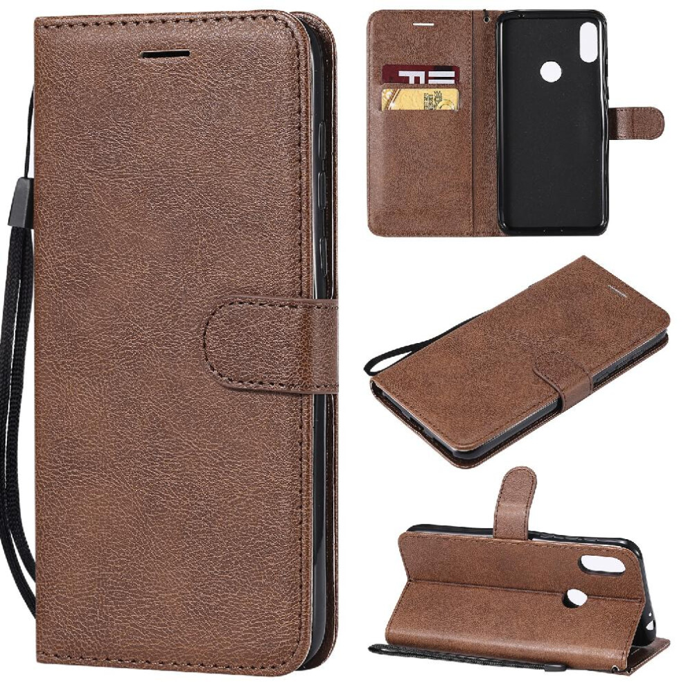 (Brown) Flip Case For Motorola Moto P30 Note High Quality Leather Classic Solid Color Business Wallet Phone Case With Card Slot Brown 764549454693