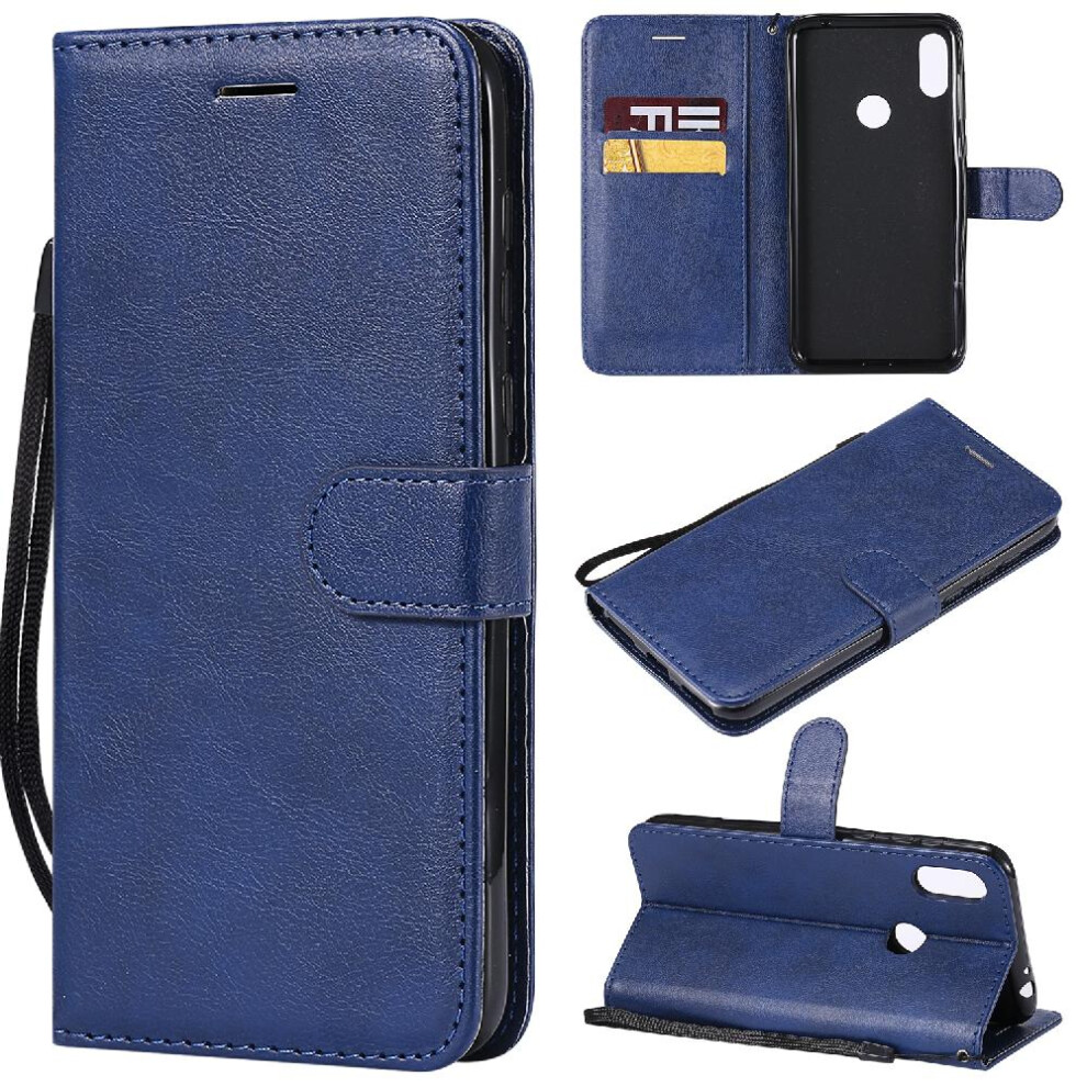 (Blue) Flip Case For Motorola Moto P30 Note High Quality Leather Classic Solid Color Business Wallet Phone Case With Card Slot Blue 764549454730