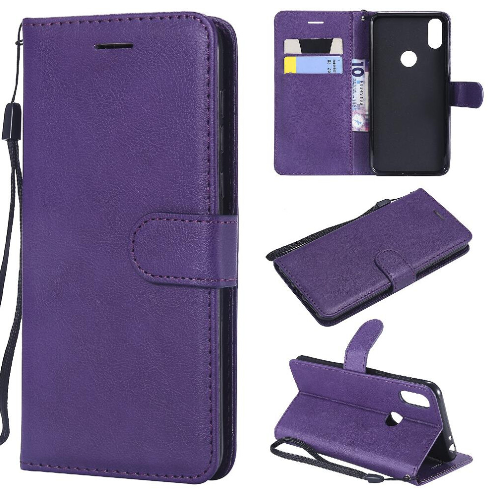 (Purple) Flip Case For Motorola Moto One P30 Play High Quality Leather Business Wallet Phone Case Classic Solid Color With Card Slot Purple 764549454921