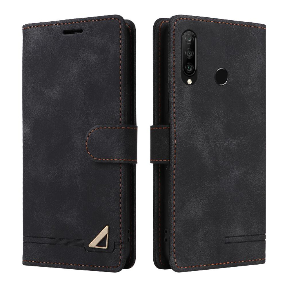 (Black) Flip Case For Huawei P30 Lite Flip Cover Leather Case Simple Business Shockproof Wallet Black 764549455317