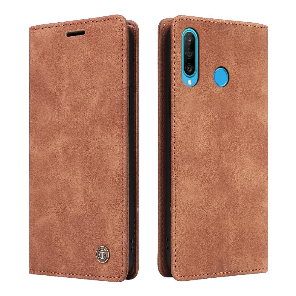 (Orange) Flip Case For Huawei P30 Lite Leather Case Flip Cover Shockproof Wallet Simple Business Orange 764549455751