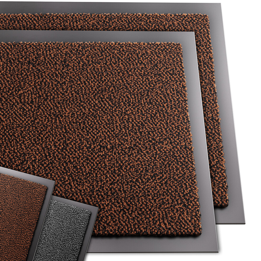 VOUNOT 2pcs Dirt Trapper Front Door Mat for Indoor Outdoor, Brown-Black, 40x60cm