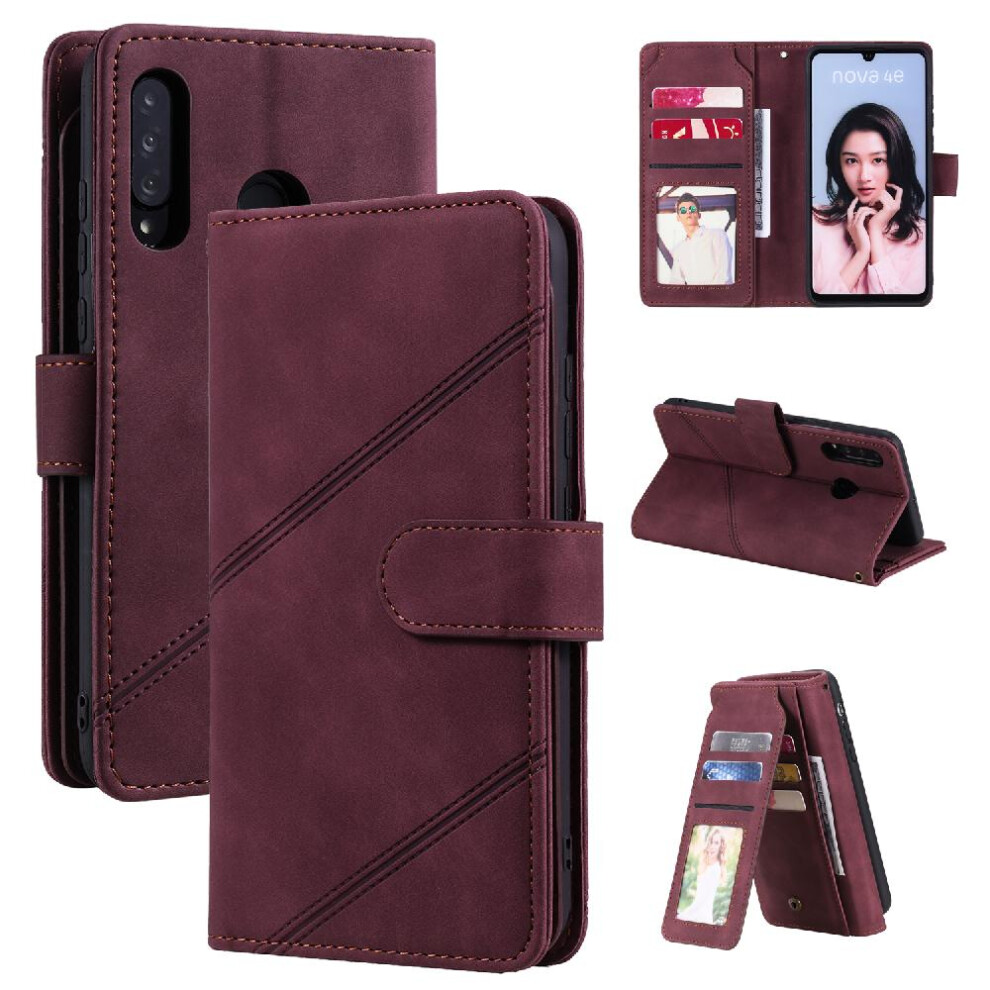 (Red) Case For Huawei P30 Lite Pu Leather Magnetic Wallet Flip Folio Wristband Card Holder Kickstand Red 764549457144