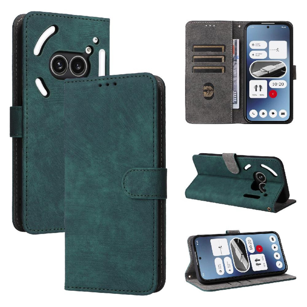 (Green) Case For Nothing Phone 2A Pu Leather Magnetic Closure Flip Folio Wallet Card Slots Cover Rfid Blocking Green 764549457434