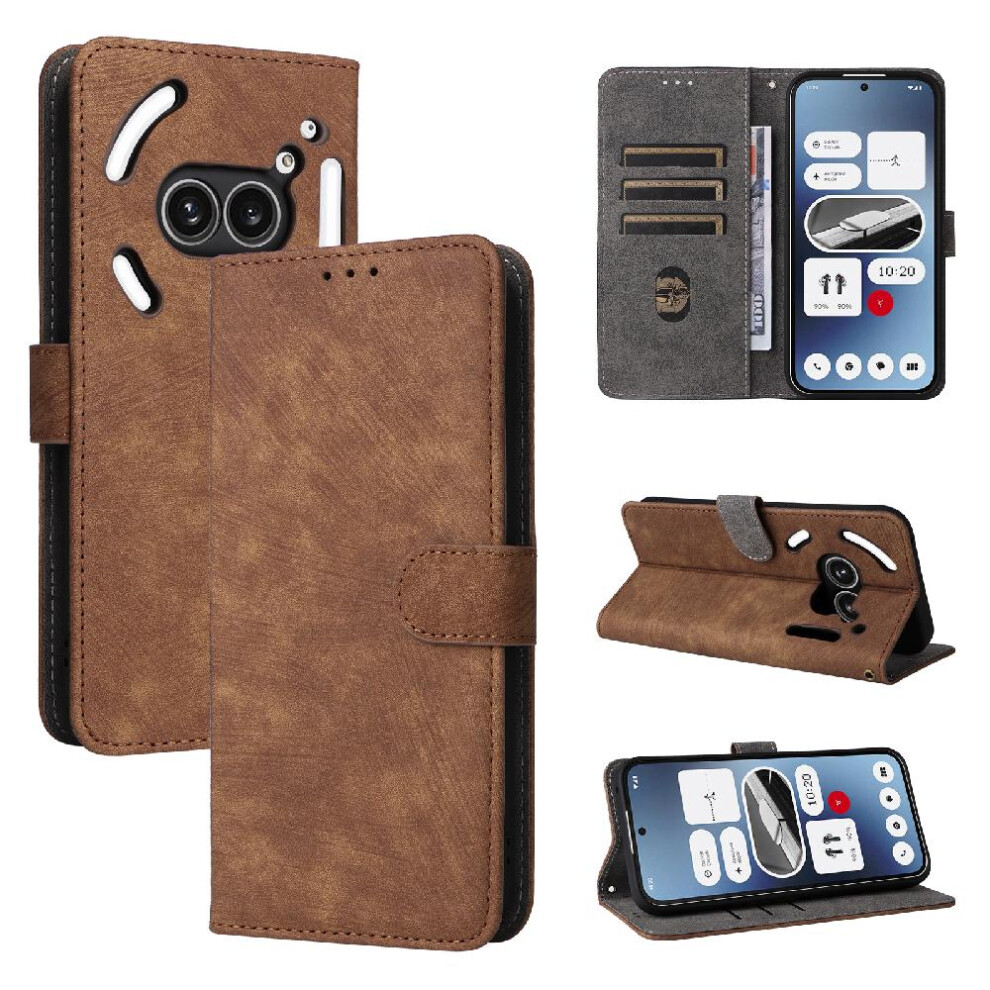 (Brown) Case For Nothing Phone 2A Pu Leather Magnetic Closure Flip Folio Wallet Card Slots Cover Rfid Blocking Brown 764549457410