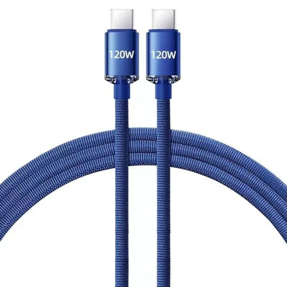 (blue, 1M Blue) VAORLO PD Type-C to Type-C Fast Charge Cable 120W 6A C-C Cable Super Charing Quickly Charge For Xiaomi Huawei Compatible 66W 48W