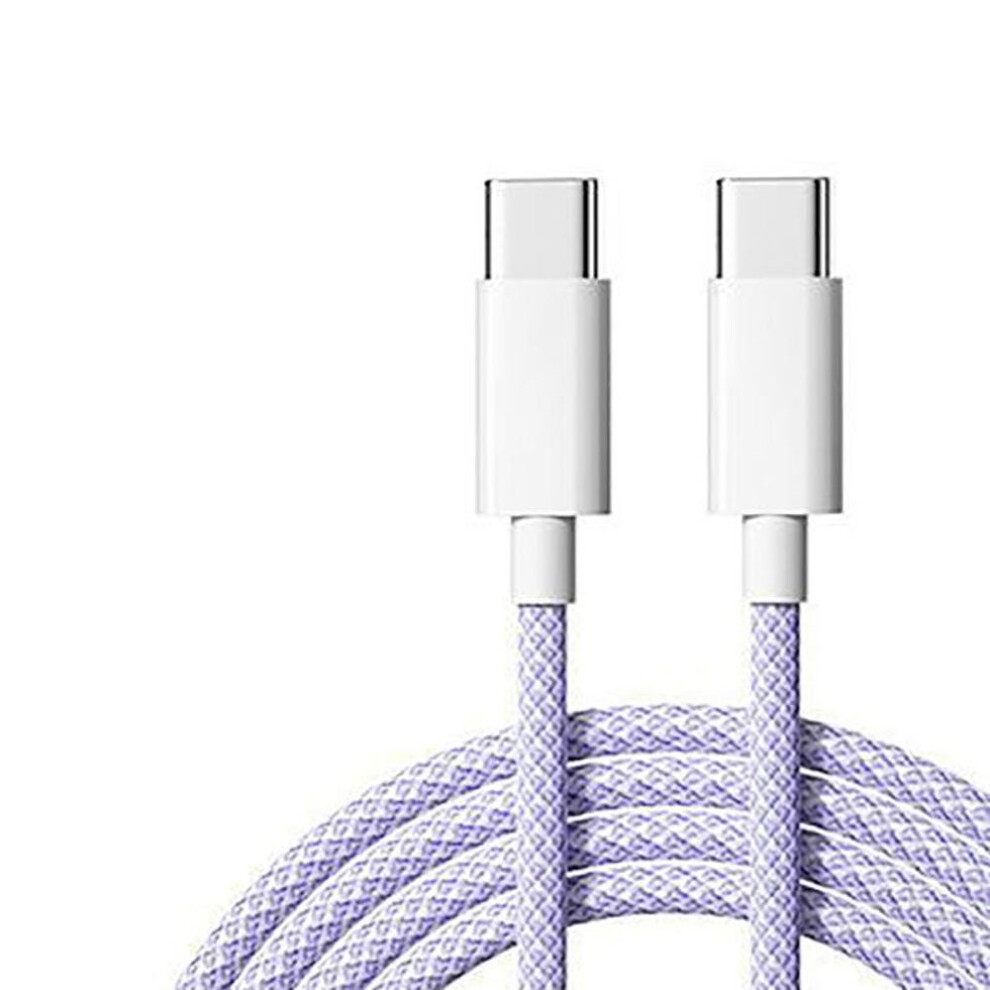 (purple) VAORLO For iphone 15 15Pro C-C Braid Cable PD 60W USB-C To Type-C  Super Charge Data Line Fast Charging For Huawei Xiaomi