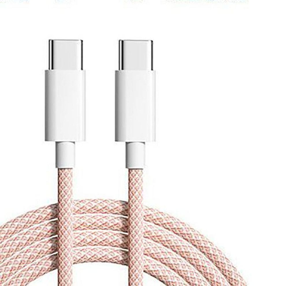 (pink) Vaorlo For Iphone 15 15pro C-c Braid Cable Pd 60w Usb-c To Type-c  Super Charge Data Line Fast Charging For Huawei Xiaomi