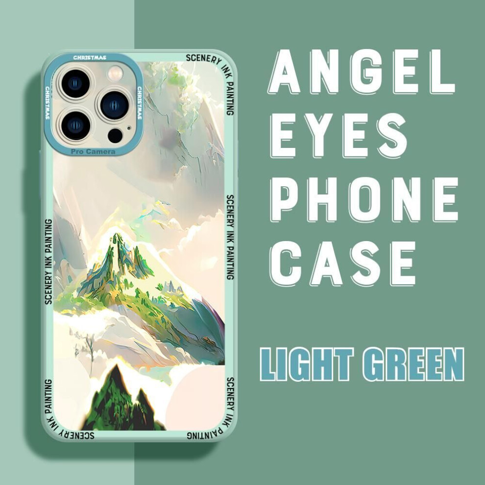 (light green, Samsung Galaxy Note10 5G/4G) Nature Scenery Square Frame Phone Case For Iphone 13 Pro 12 Mini 11 6 6s 7 8 Plus Samusng Vivo Soft Tpu Shockproof Cellphone Back Cover Cases