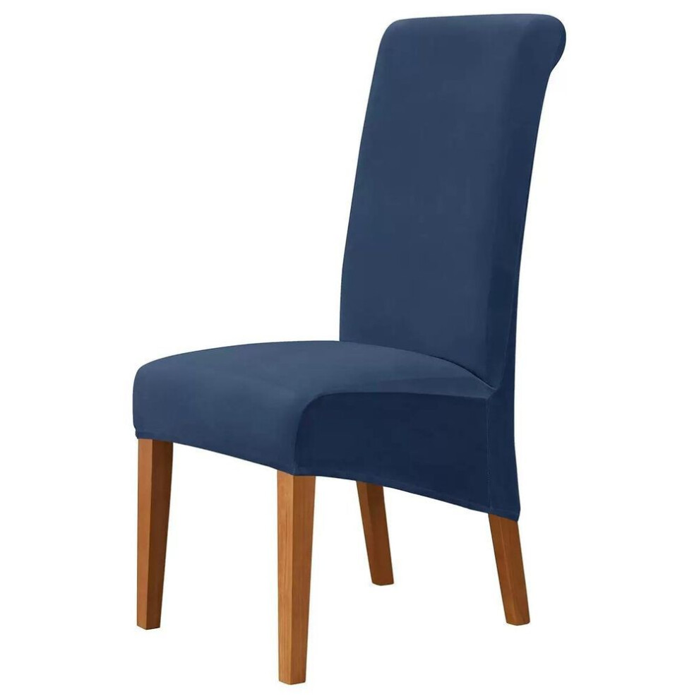 (royal blue, Universal) Solid color velvet elastic chair cover household cloth art silver fox velvet dining chair hotel high back chair cover